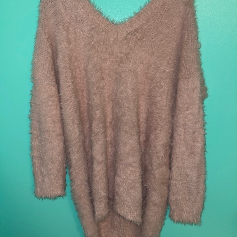 Oversized pink sweater dress